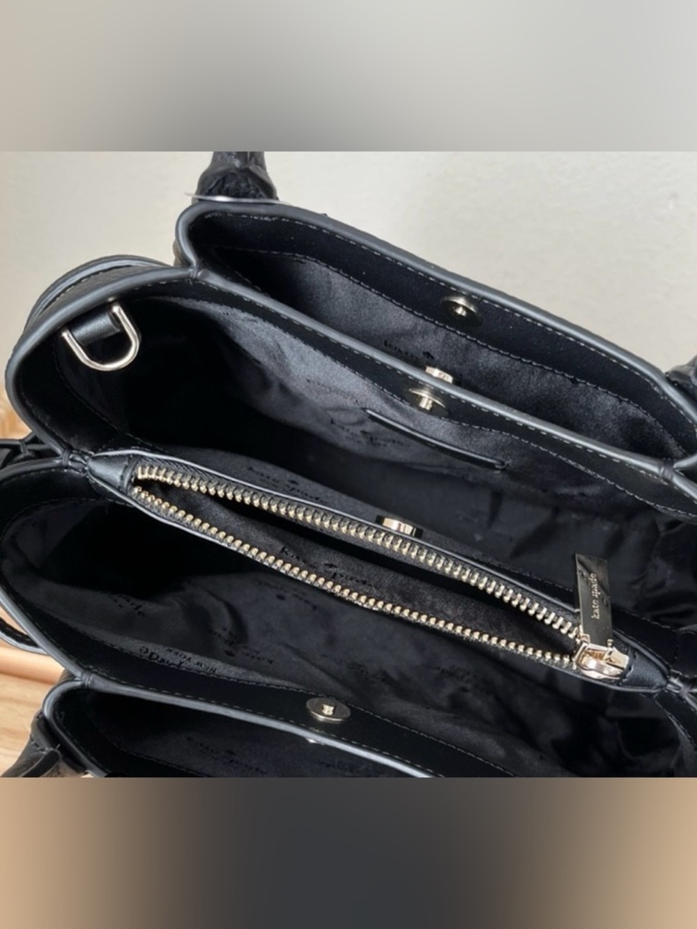 kate spade Black Pebbled Leather Satchel with Gold Logo - Picture 3 of 5